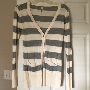 Aeropostale Striped Cardigan L